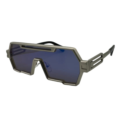 Silver/Blue Lens Flat Top Sunglasses