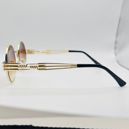 6146 | Round Steampunk Sunglasses with Spring Accents