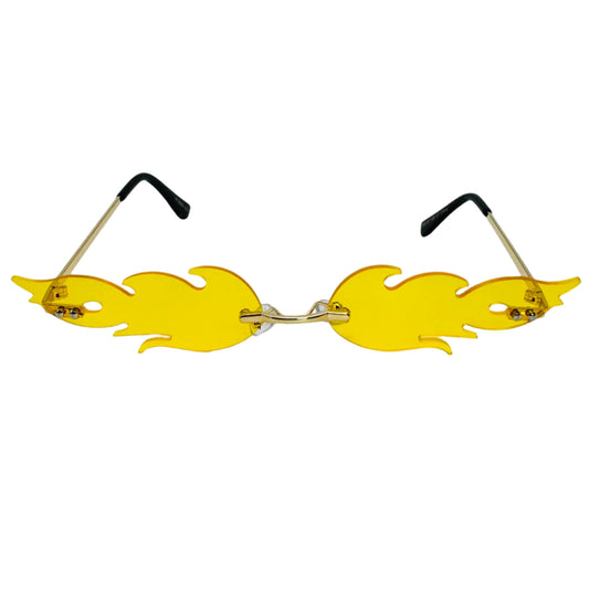 Yellow Rimless Lens Flame Sunglasses