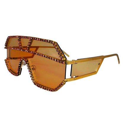 5000 | The Reign - Oversize Shield Sunglasses with Rhinestone Accents