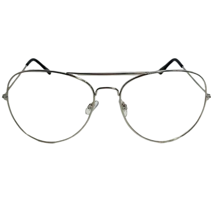 Aviator-style eyeglasses on a white background