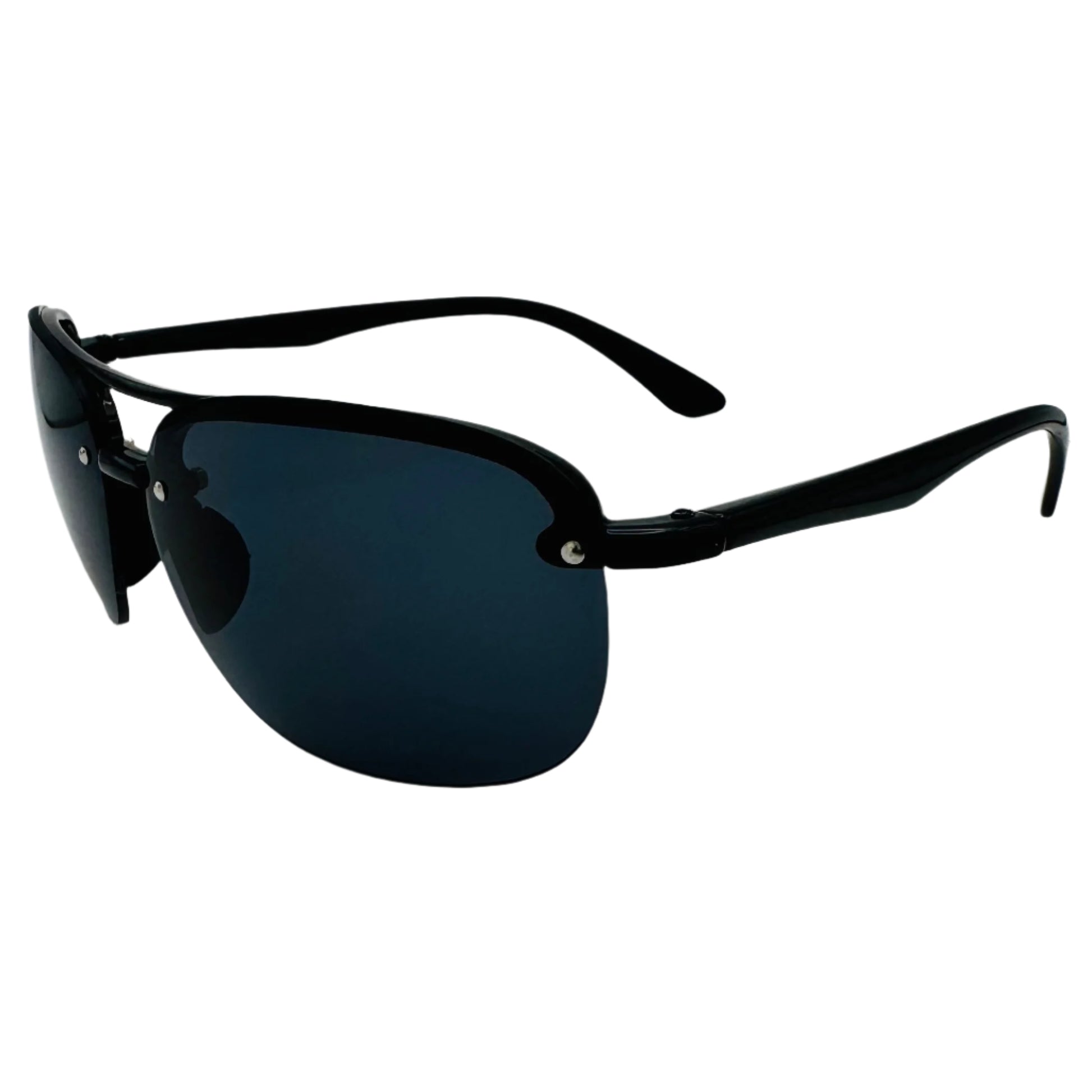 Black Lens Semi-Wrap Sport Sunglasses