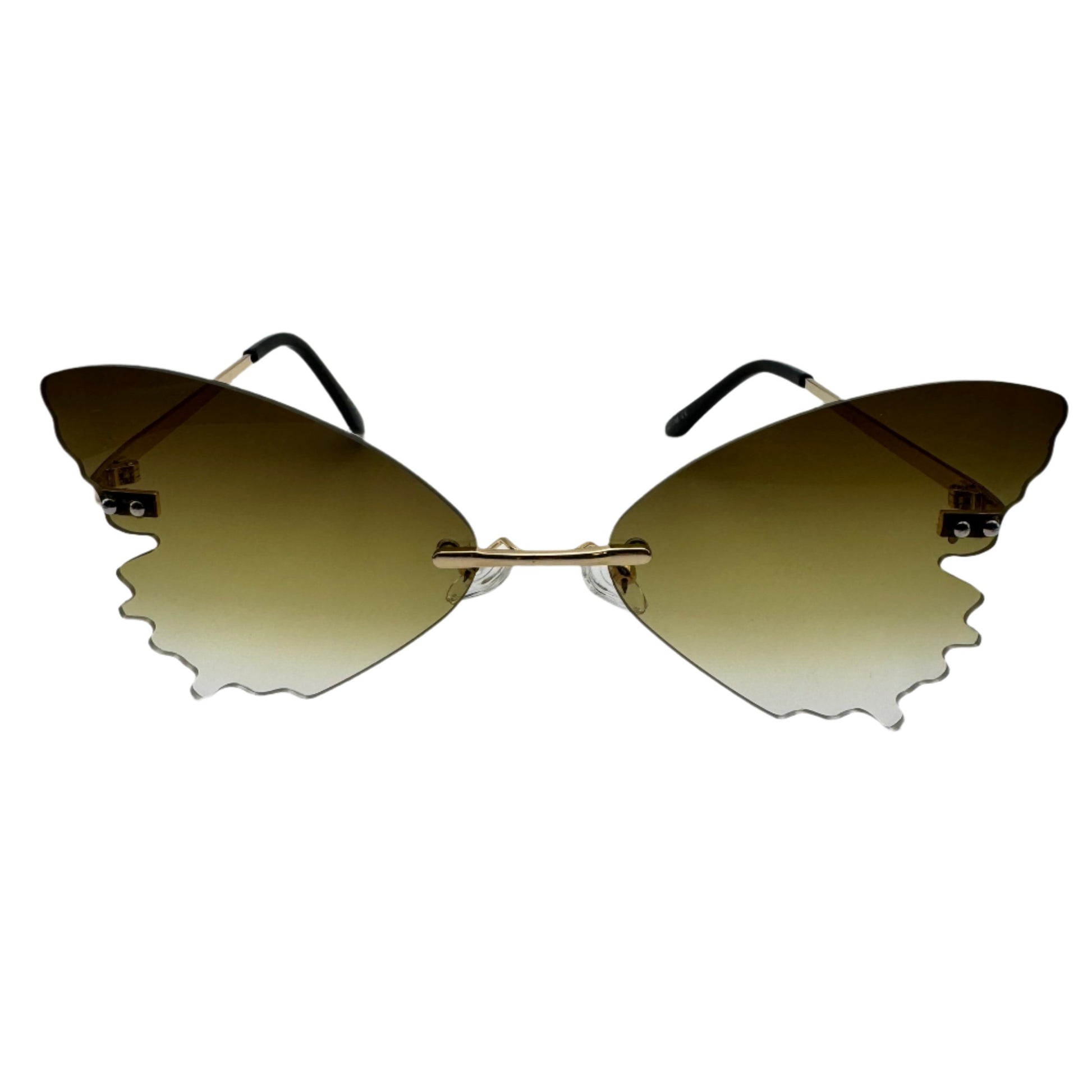 Dark Green Butterfly Wing Rimless Sunglasses