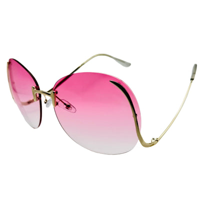 Pink RImless Butterfly Lens Sunglasses