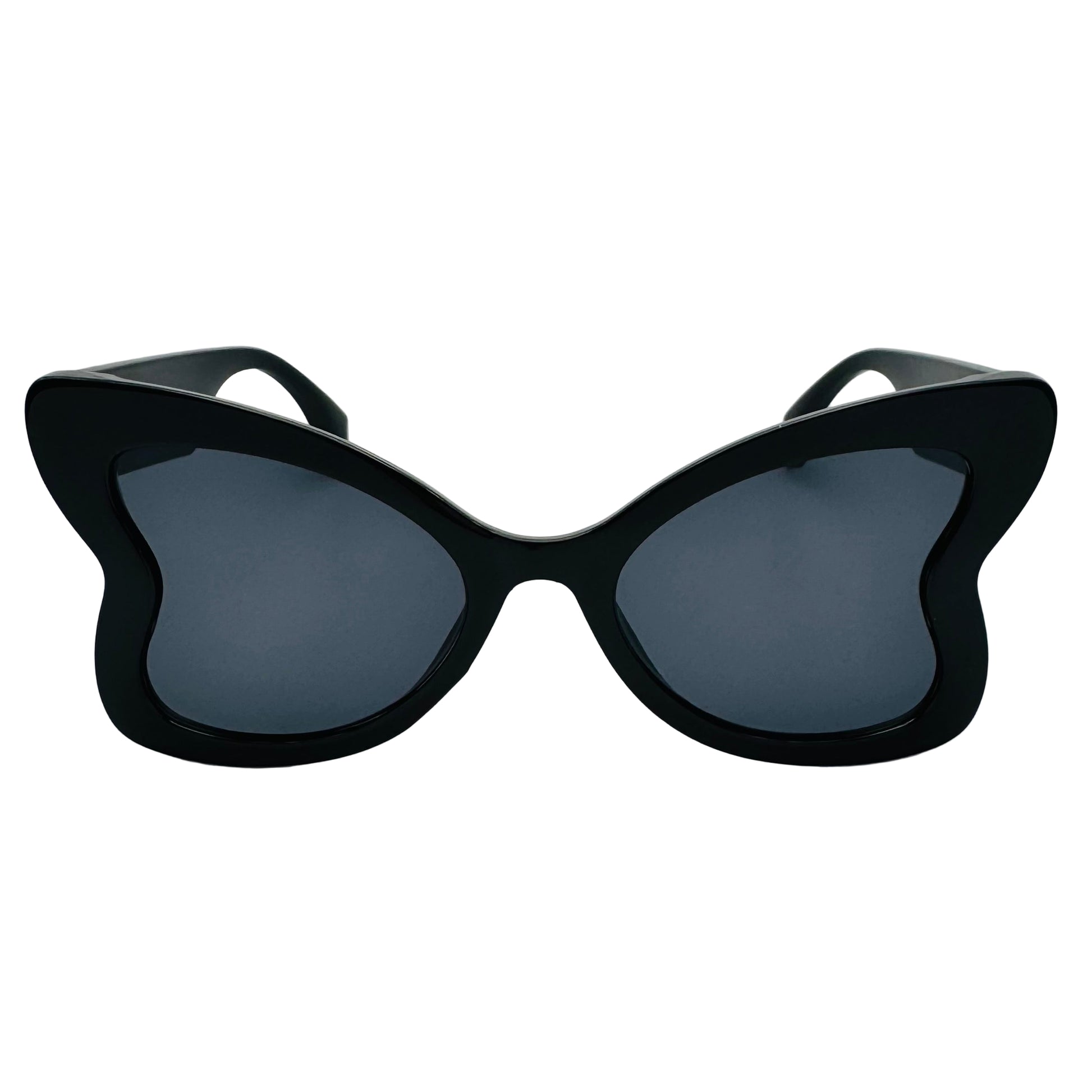 Black cat-eye sunglasses on a white background