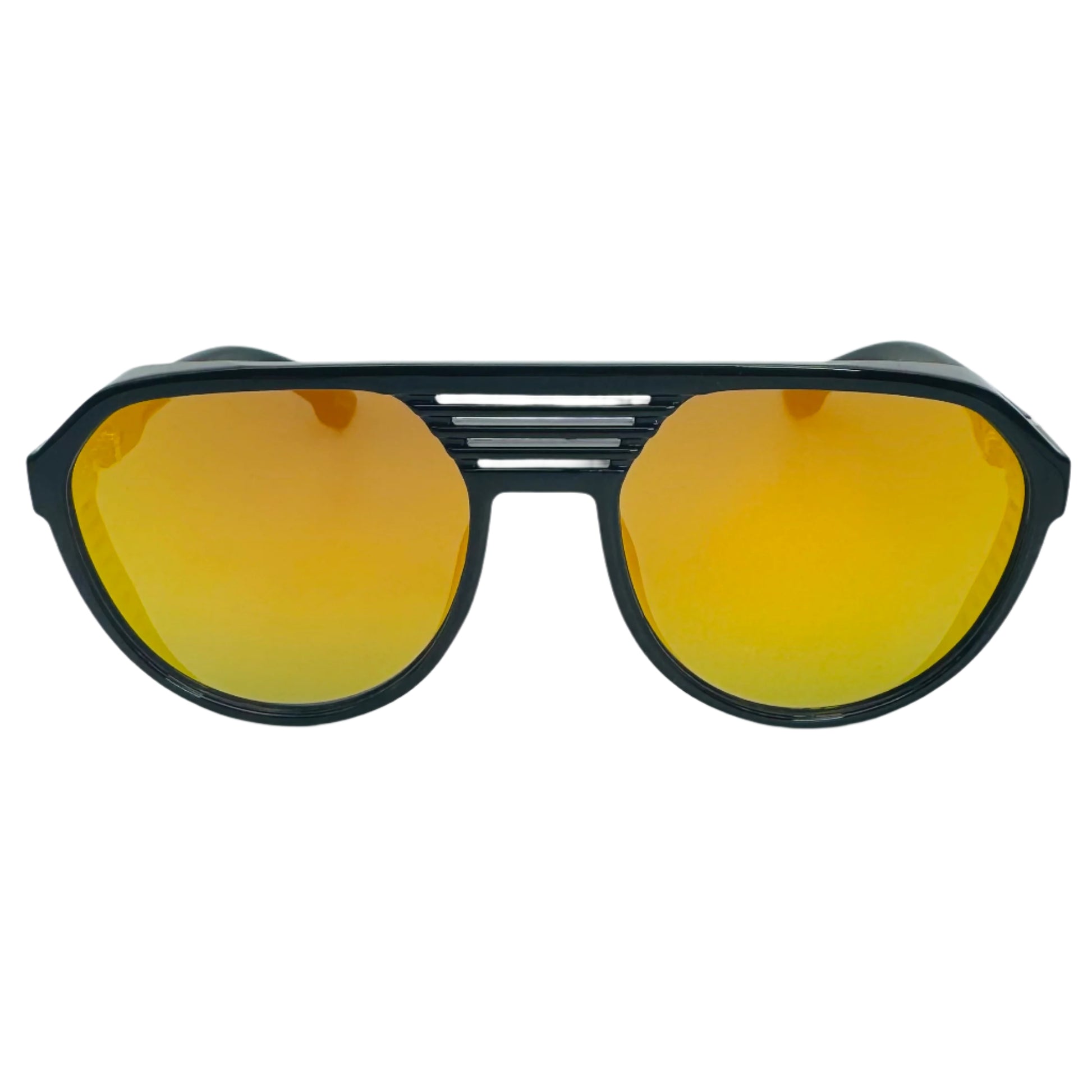 Gold Mirror Lens Round Aviator Sunglasses