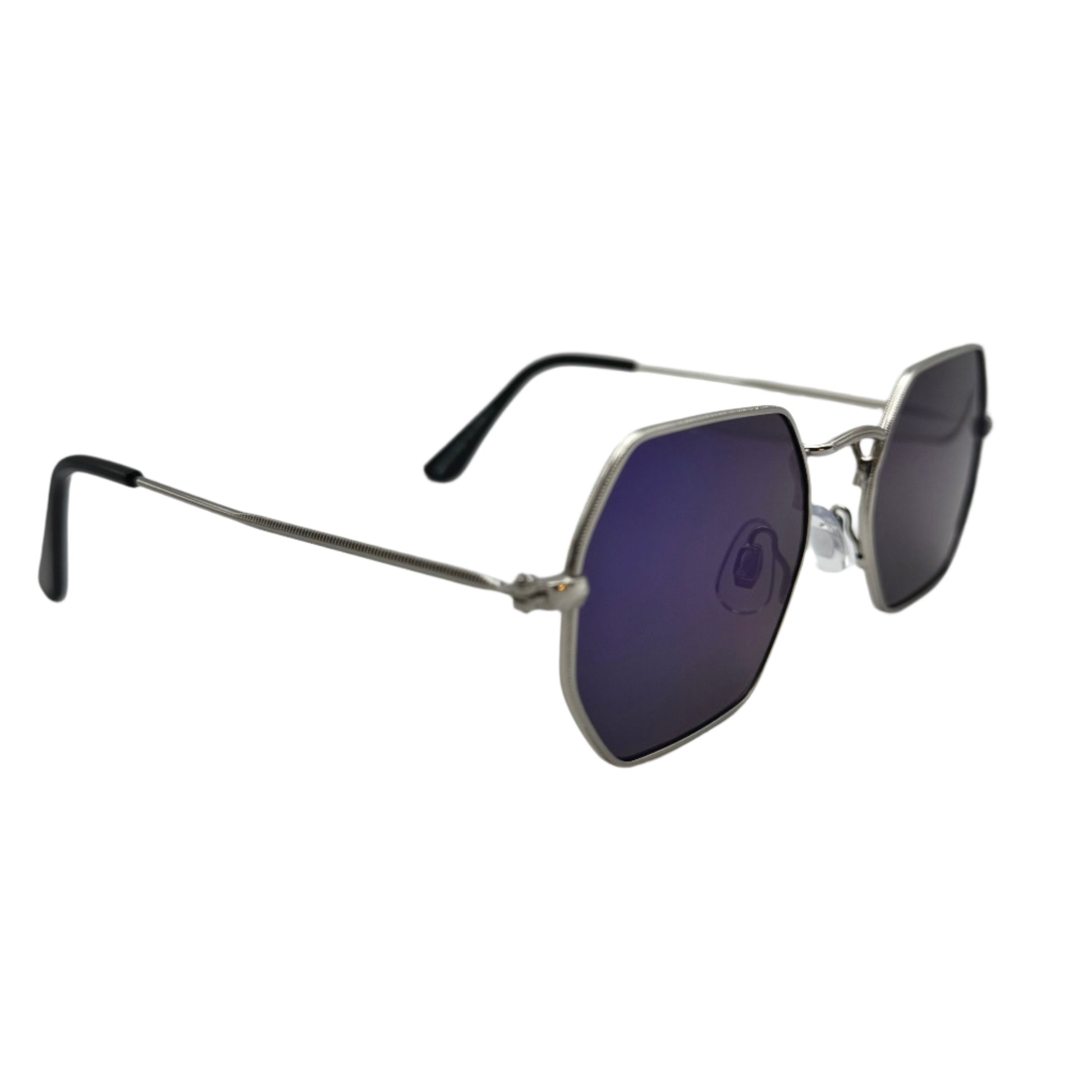 Blue Mirror Hexagon Sunglasses