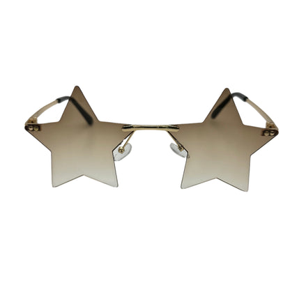 Brown Rimless Start Sunglasses