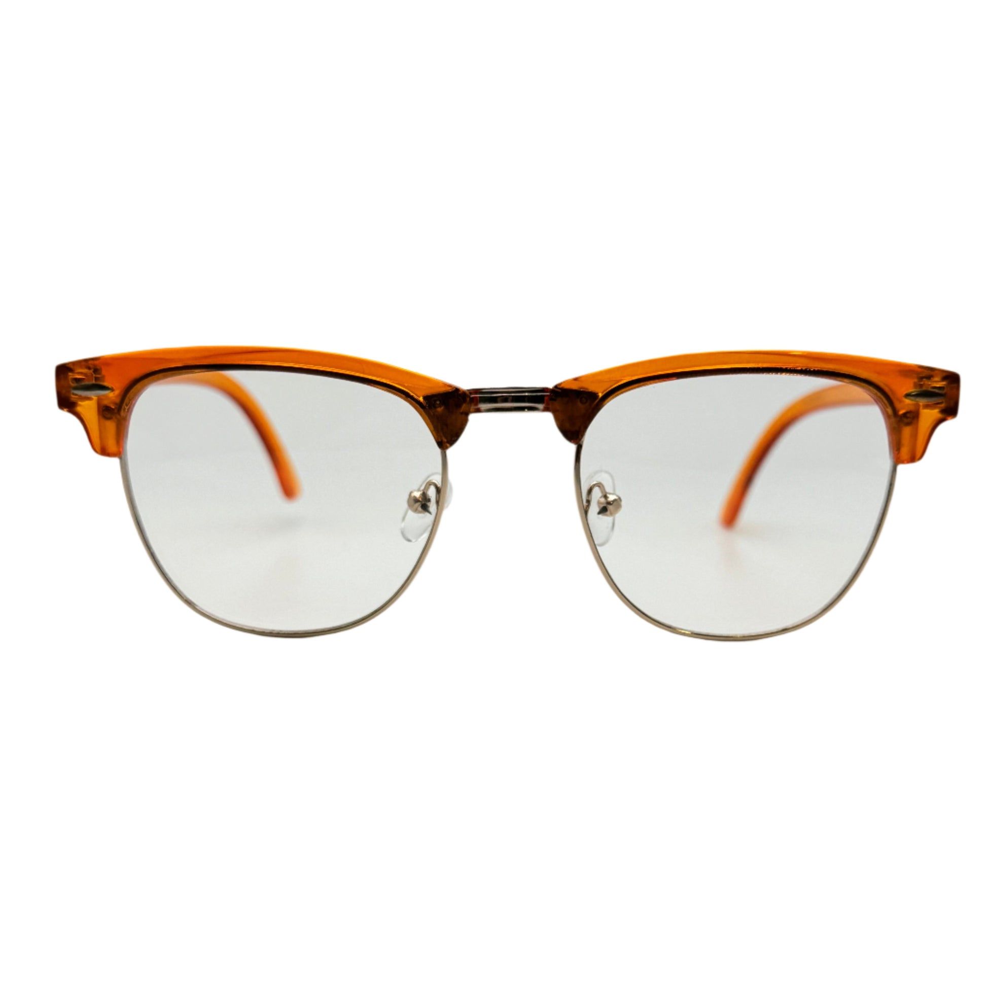 Orange Browline Clear Lens Glasses