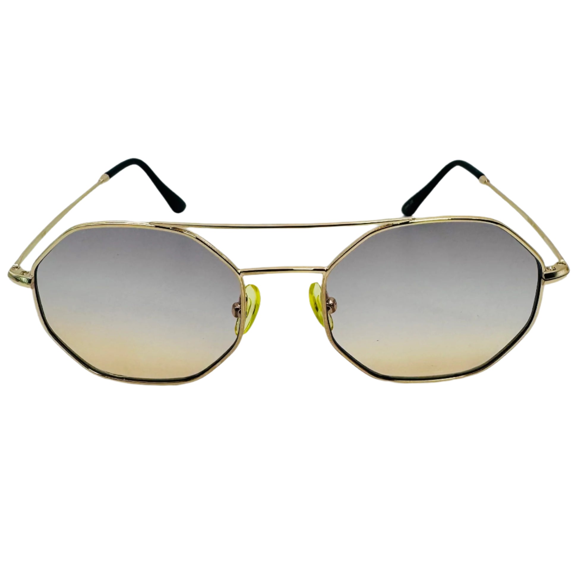 Tan Two Tone Hexagon Sunglasses