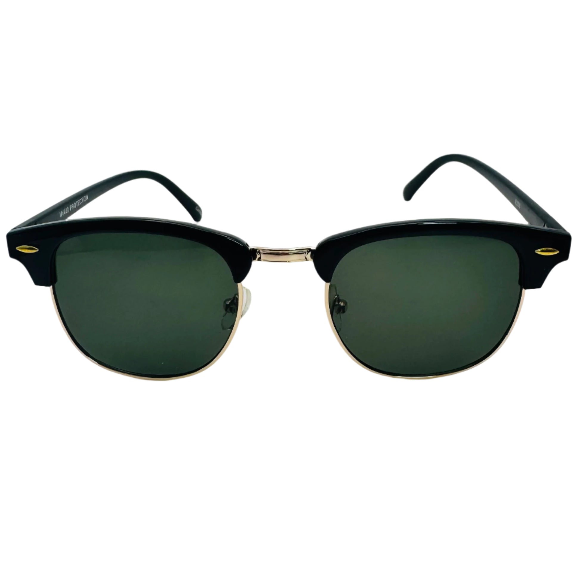 Black/Green Browline Semi-Rimles Sunglasses