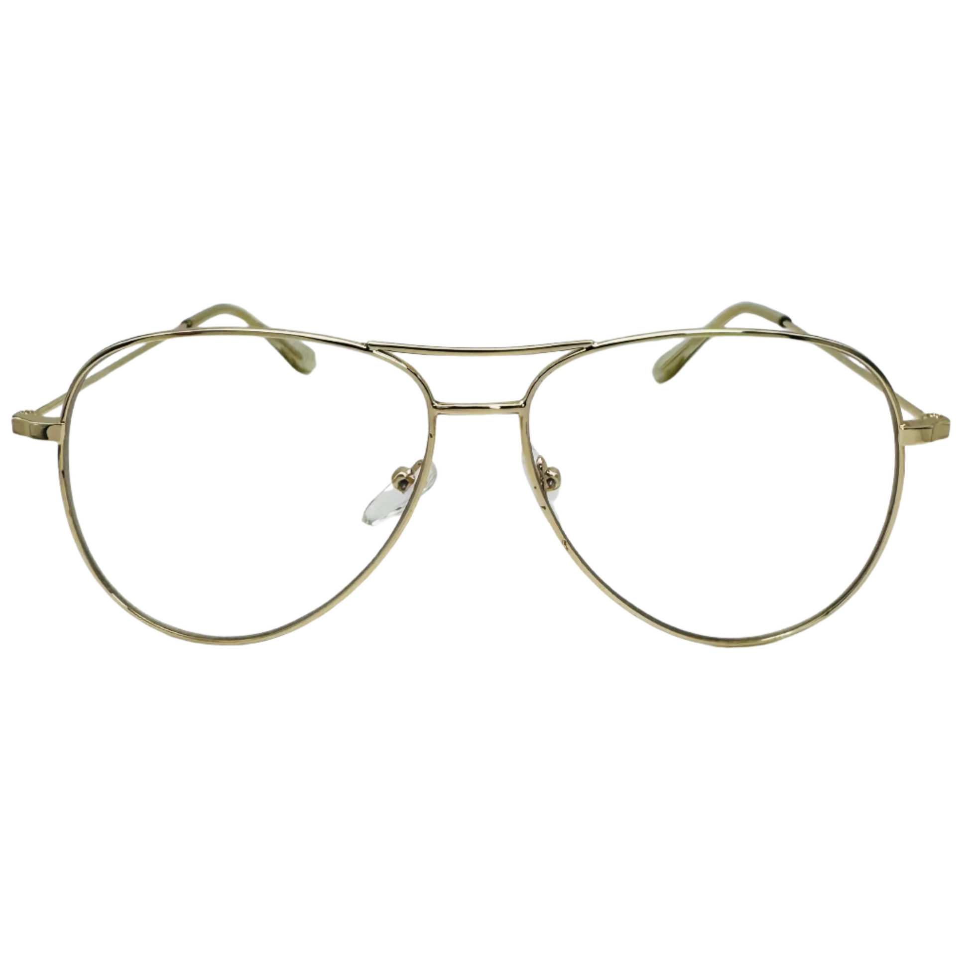 Gold Clear Lens Aviator Glasses - Non Prescription