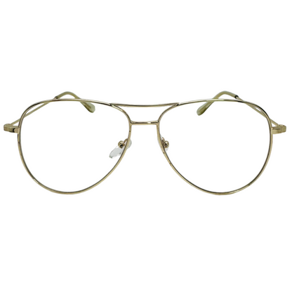 Gold Clear Lens Aviator Glasses - Non Prescription