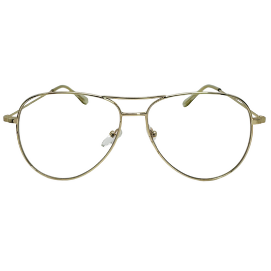 Gold Clear Lens Aviator Glasses - Non Prescription