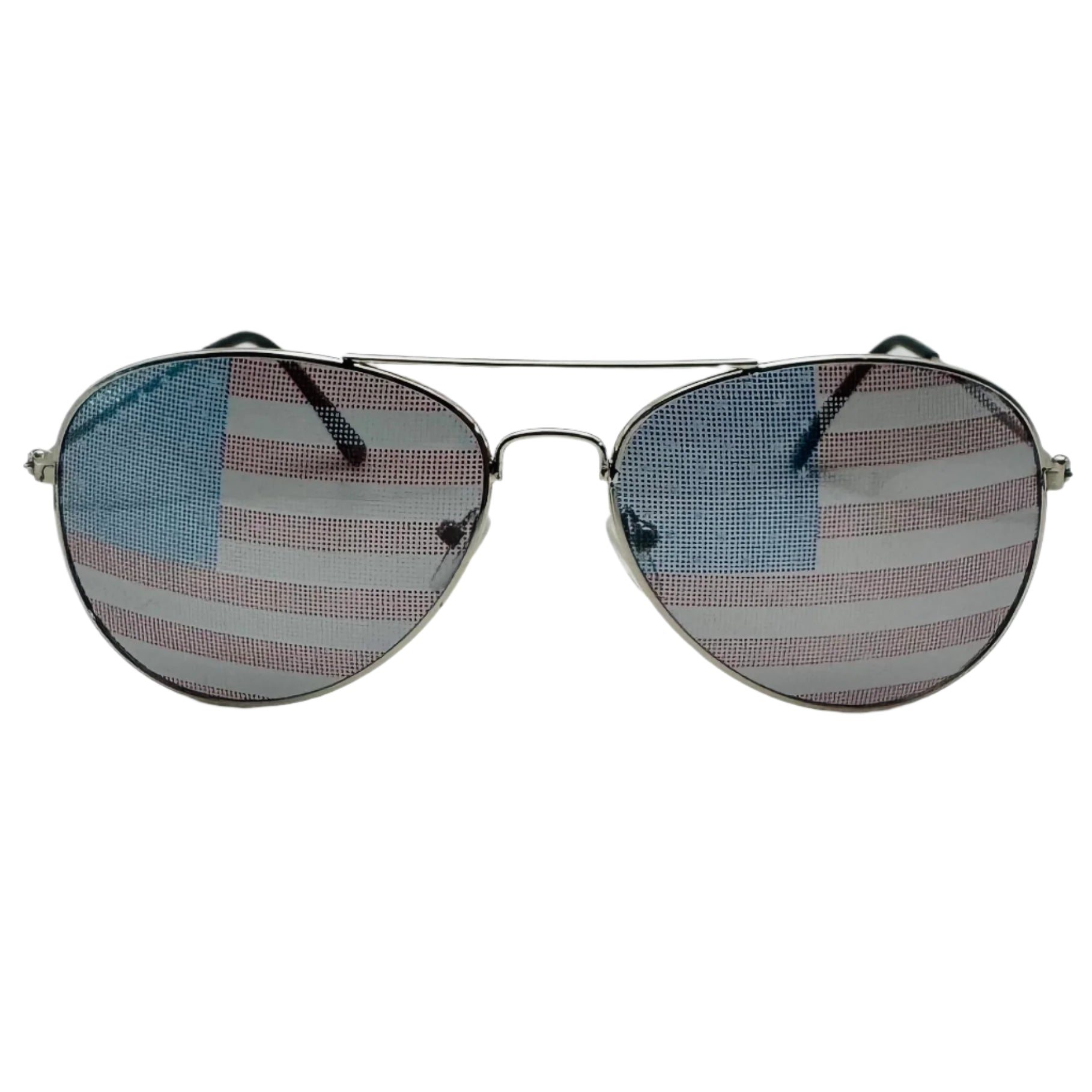 Silver USA Flag Aviator Sunglasses