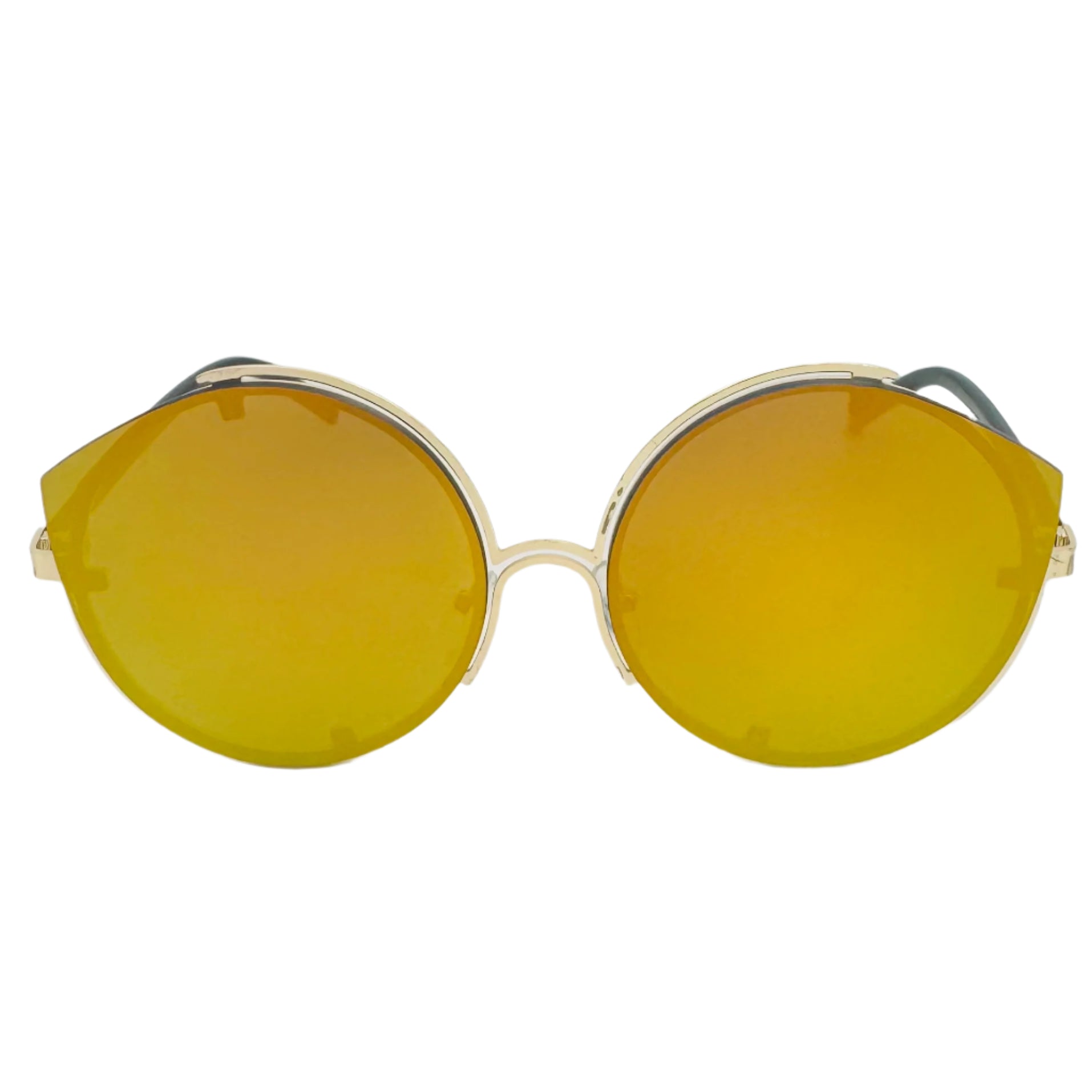 Gold Mirror Rimless Luxe Circle Sunglasses