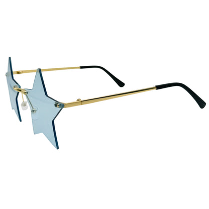 Blue Rimless Star Sunglasses
