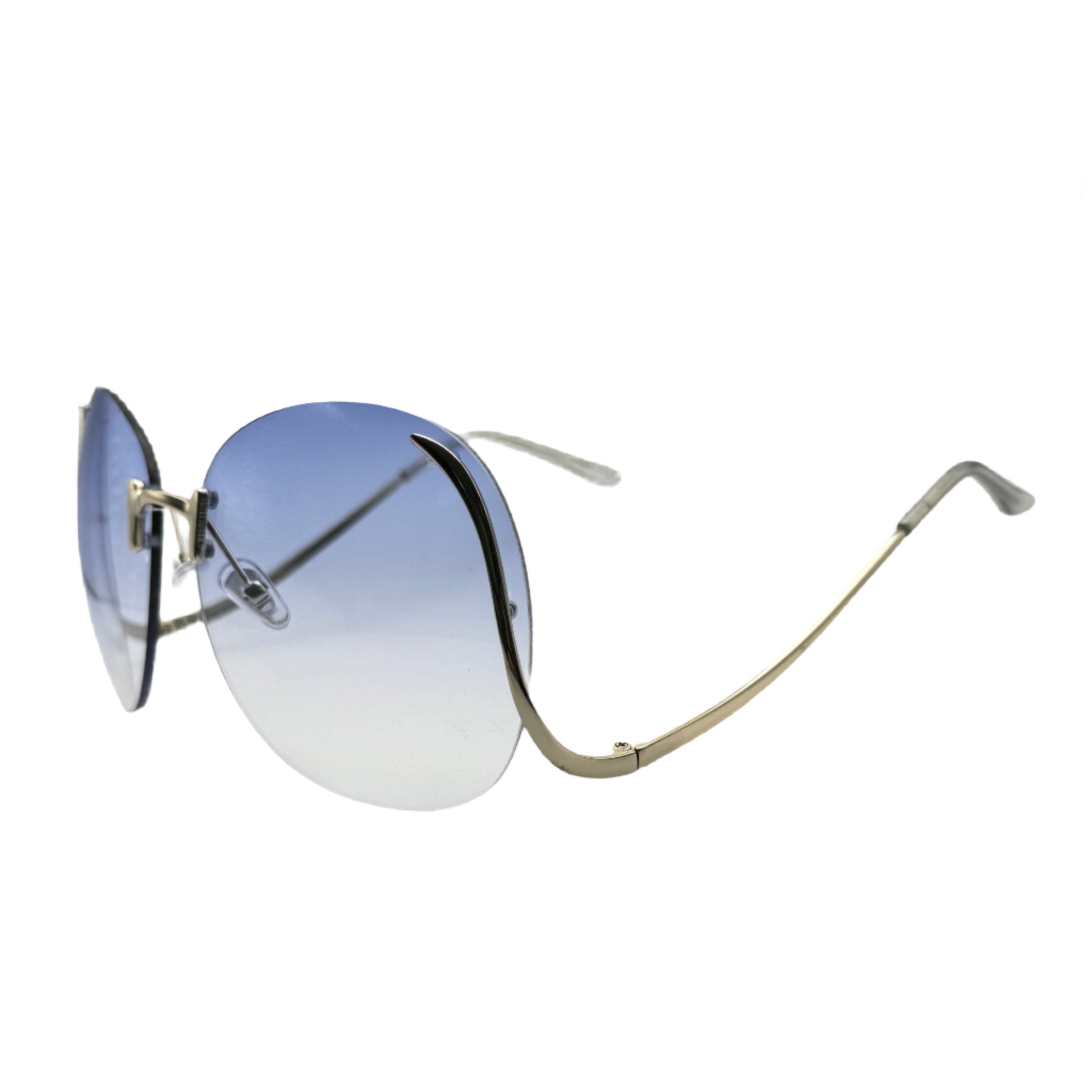 Blue RImless Butterfly Lens Sunglasses
