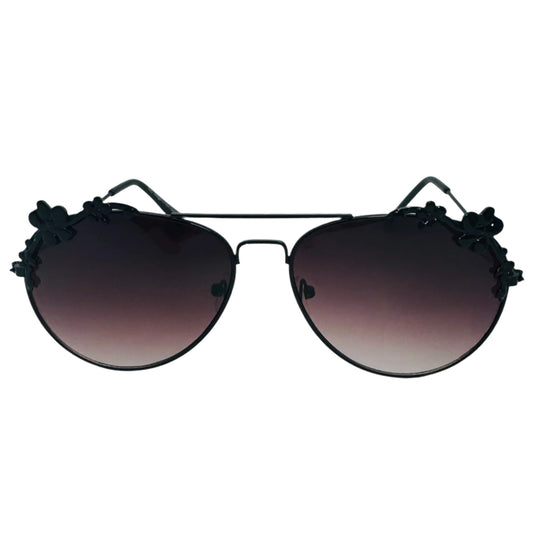 Black Floral Aviator Sunglasses