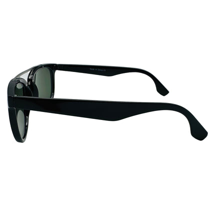 Black sunglasses on a light gray background
