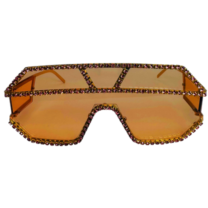 5000 | The Reign - Oversize Shield Sunglasses with Rhinestone Accents