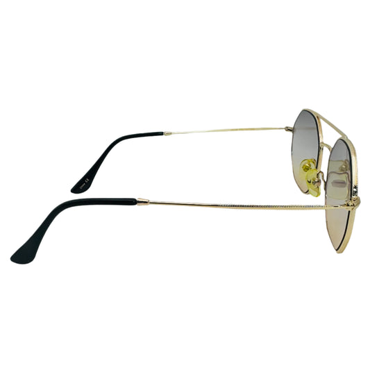Tan Two Tone Hexagon Sunglasses