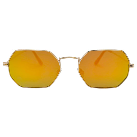 Gold Mirror Hexagon Sunglasses