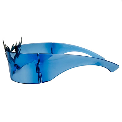 Blue safety goggles on a white background