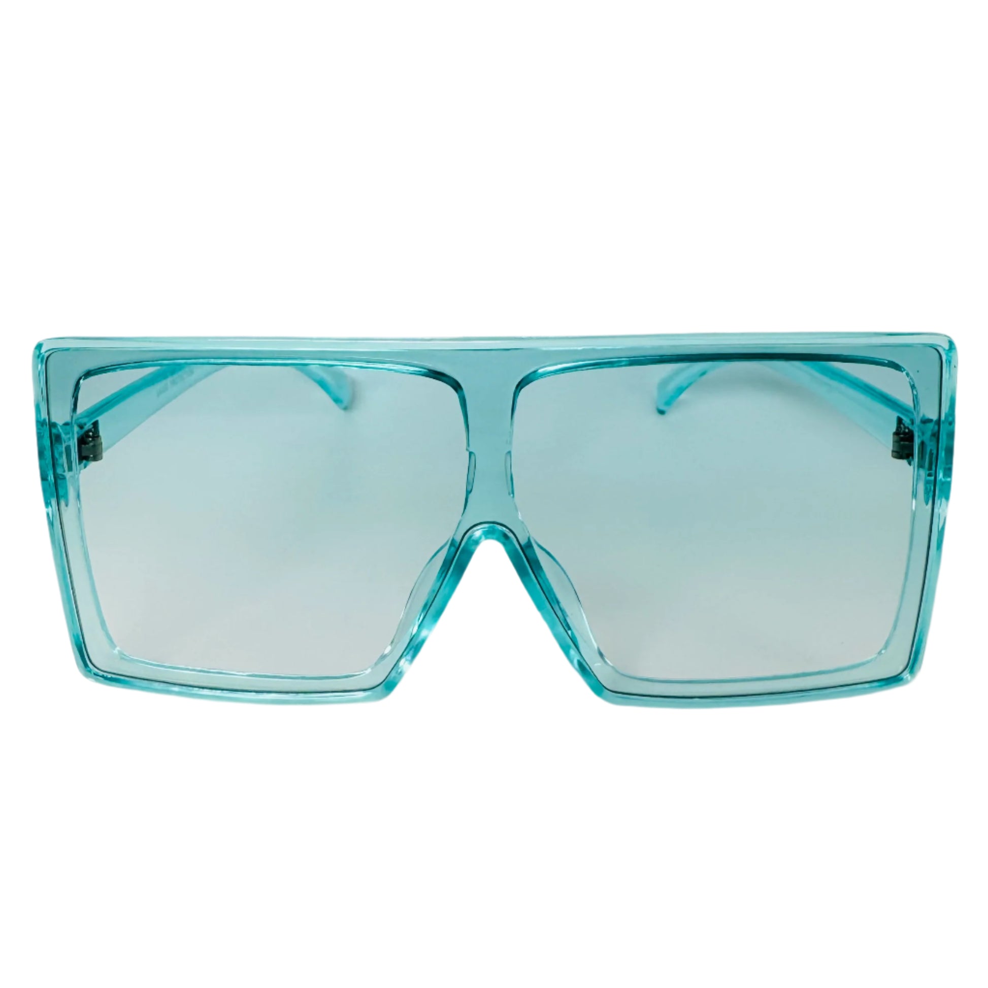 Aqua Large Square Sunglasses with Transparent Frame