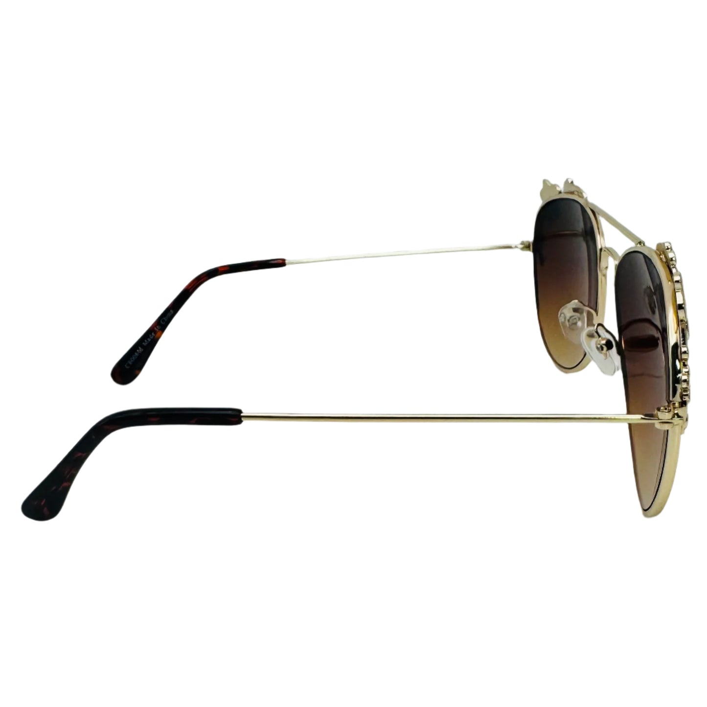 Gold/Brown Floral Aviator Sunglasses