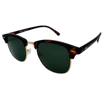 Tortoise/Green Browline Semi-Rimles Sunglasses