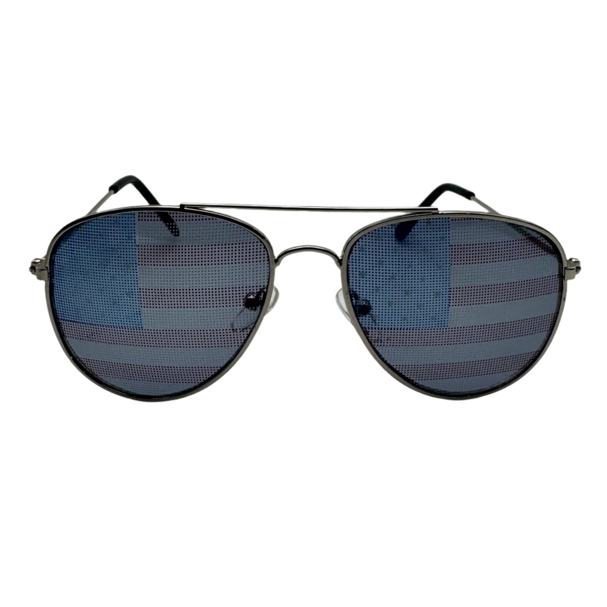 Kids Silver USA Aviator Novelty Sunglasses