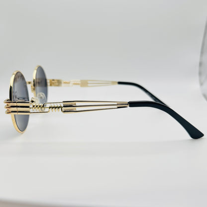 6146 | Round Steampunk Sunglasses with Spring Accents