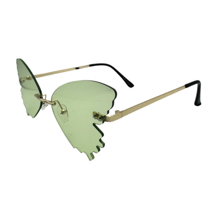 Green Butterfly Wing Rimless Sunglasses
