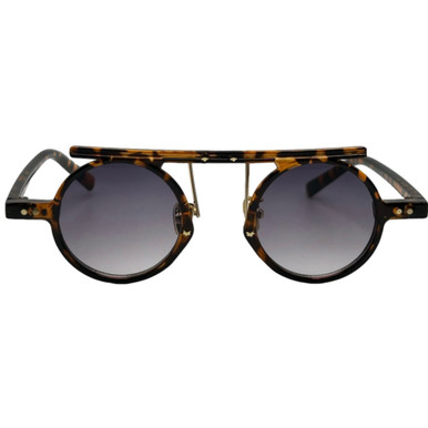 Tortoise Browbar Round Sunglasses