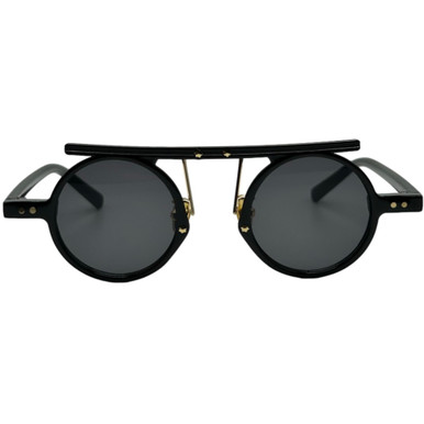 Black Browbar Round Sunglasses