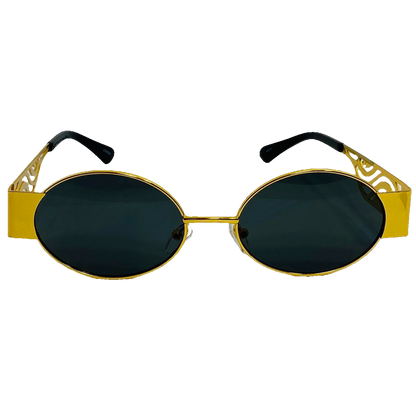 Black/Gold Oval Lens Sunglasses