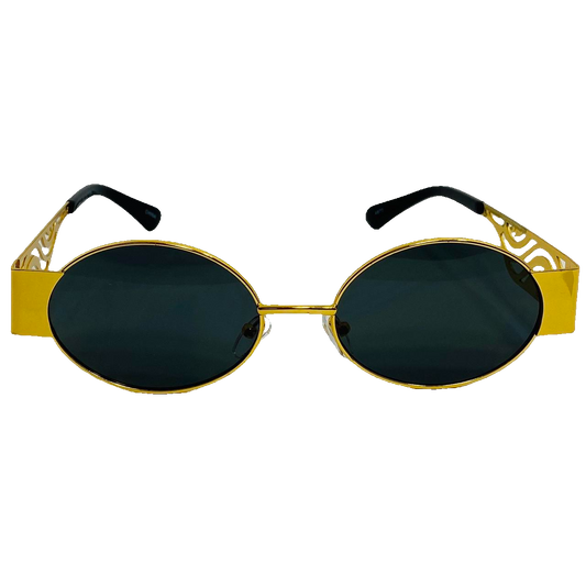 Black/Gold Oval Lens Sunglasses