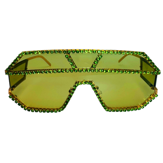 5000 | The Reign - Oversize Shield Sunglasses with Rhinestone Accents