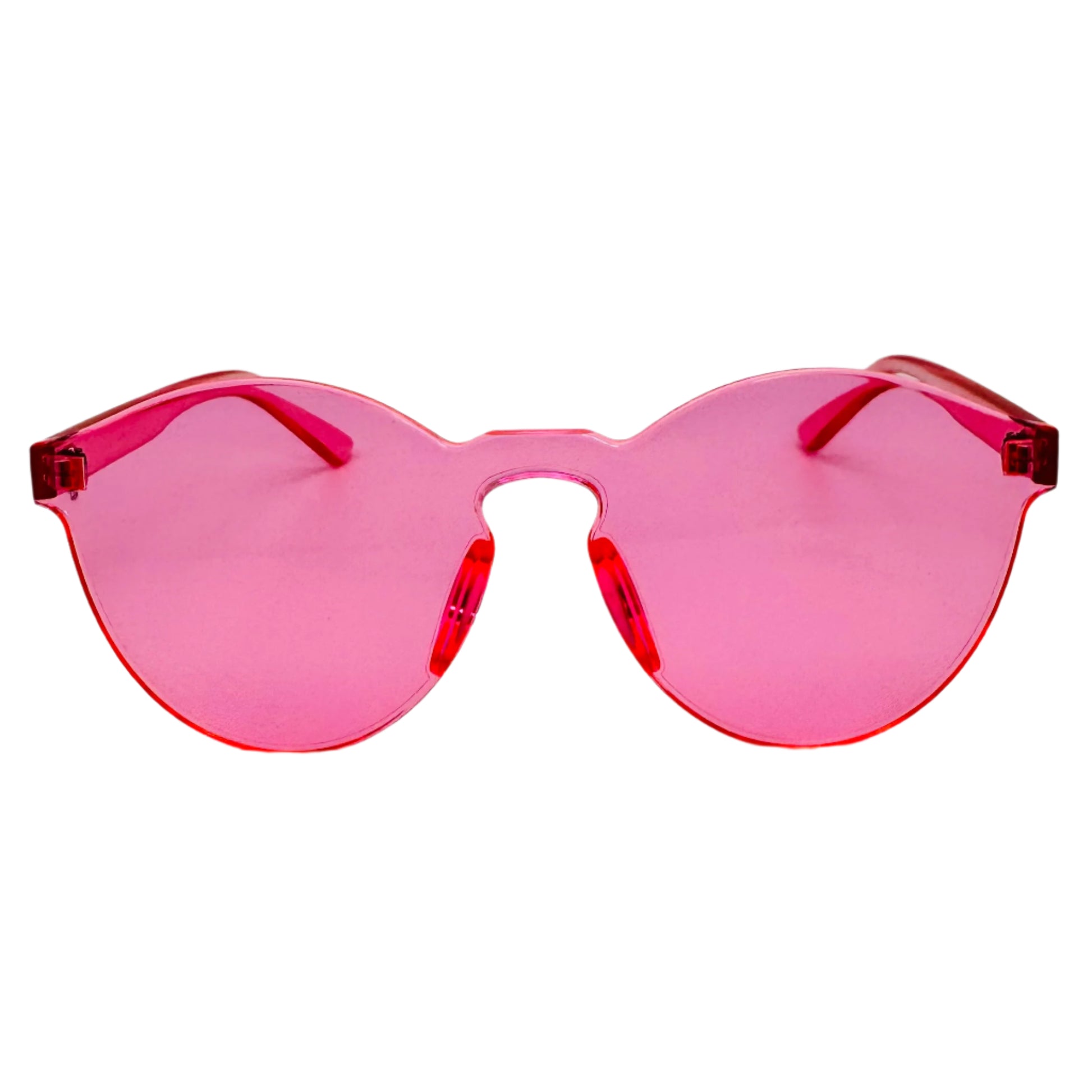Pink Rimless Round Acrylic Sunglasses