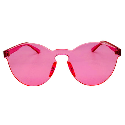 Pink Rimless Round Acrylic Sunglasses
