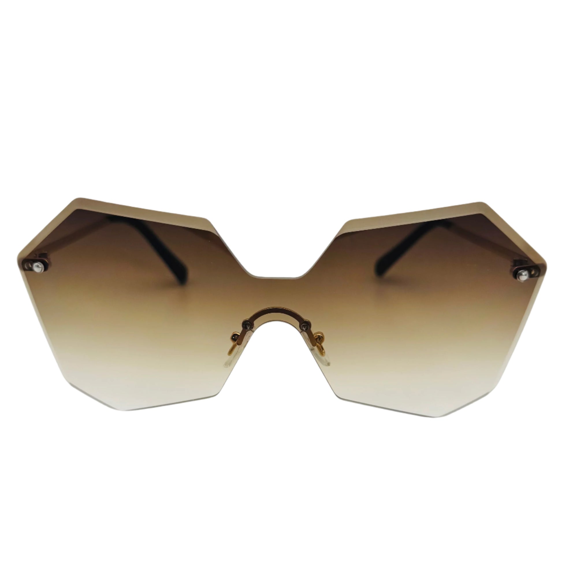 Brown Butterfly Rimless Single Piece Lens Sunglasses