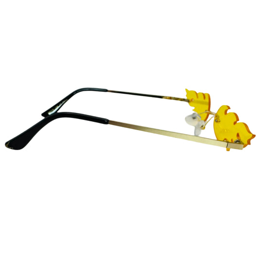 Yellow Rimless Lens Flame Sunglasses