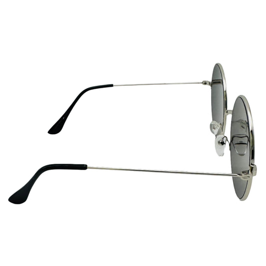 Silver Mirror Lens Circle Sunglasses - Silver Frame