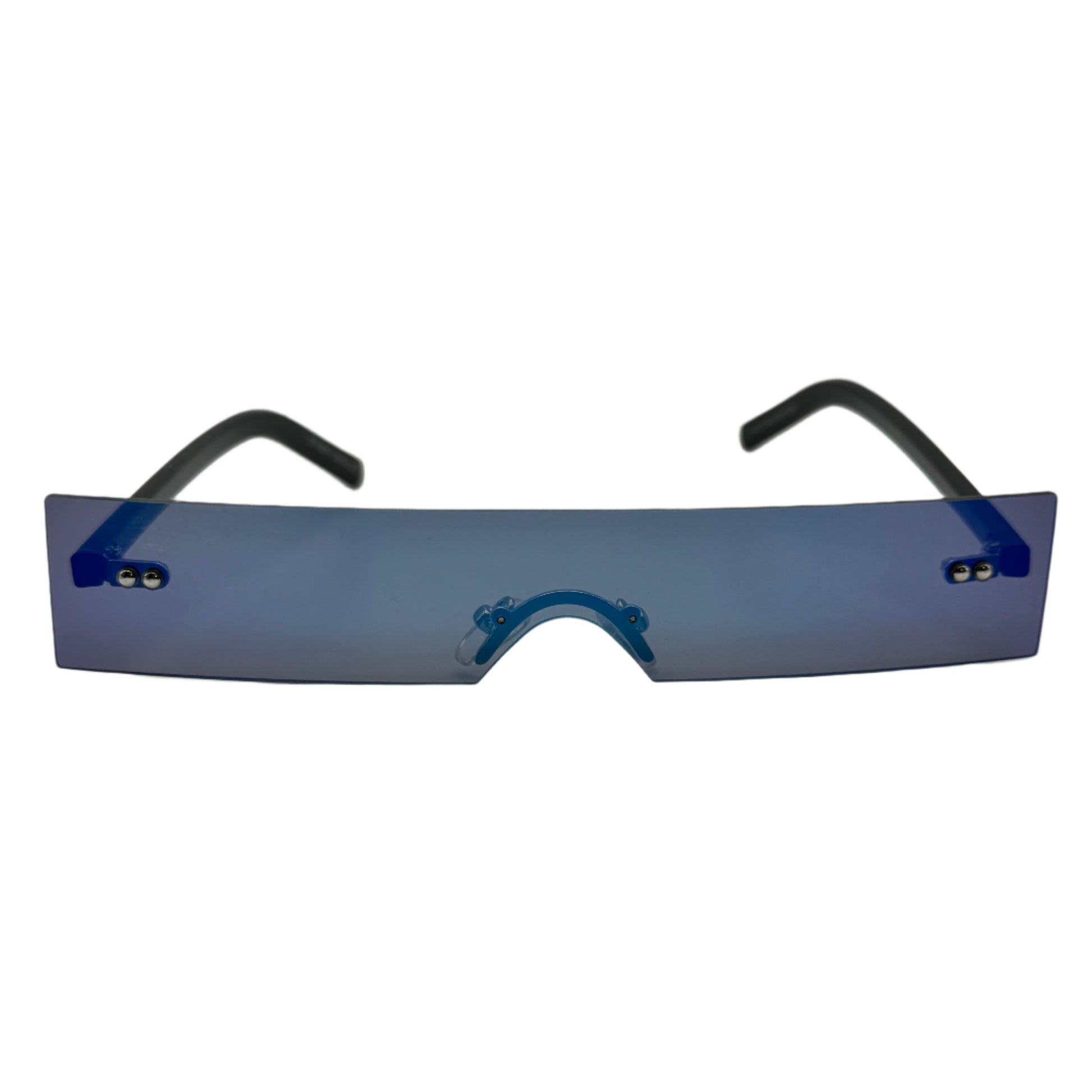 Blue Mirror Slim Rimless Sunglasses