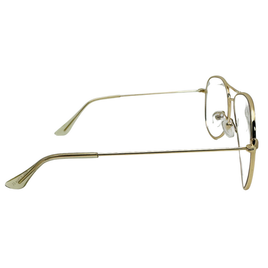Gold Clear Lens Aviator Glasses - Non Prescription