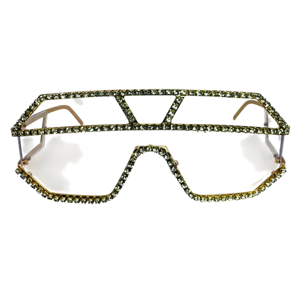 5000 | The Reign - Oversize Shield Sunglasses with Rhinestone Accents