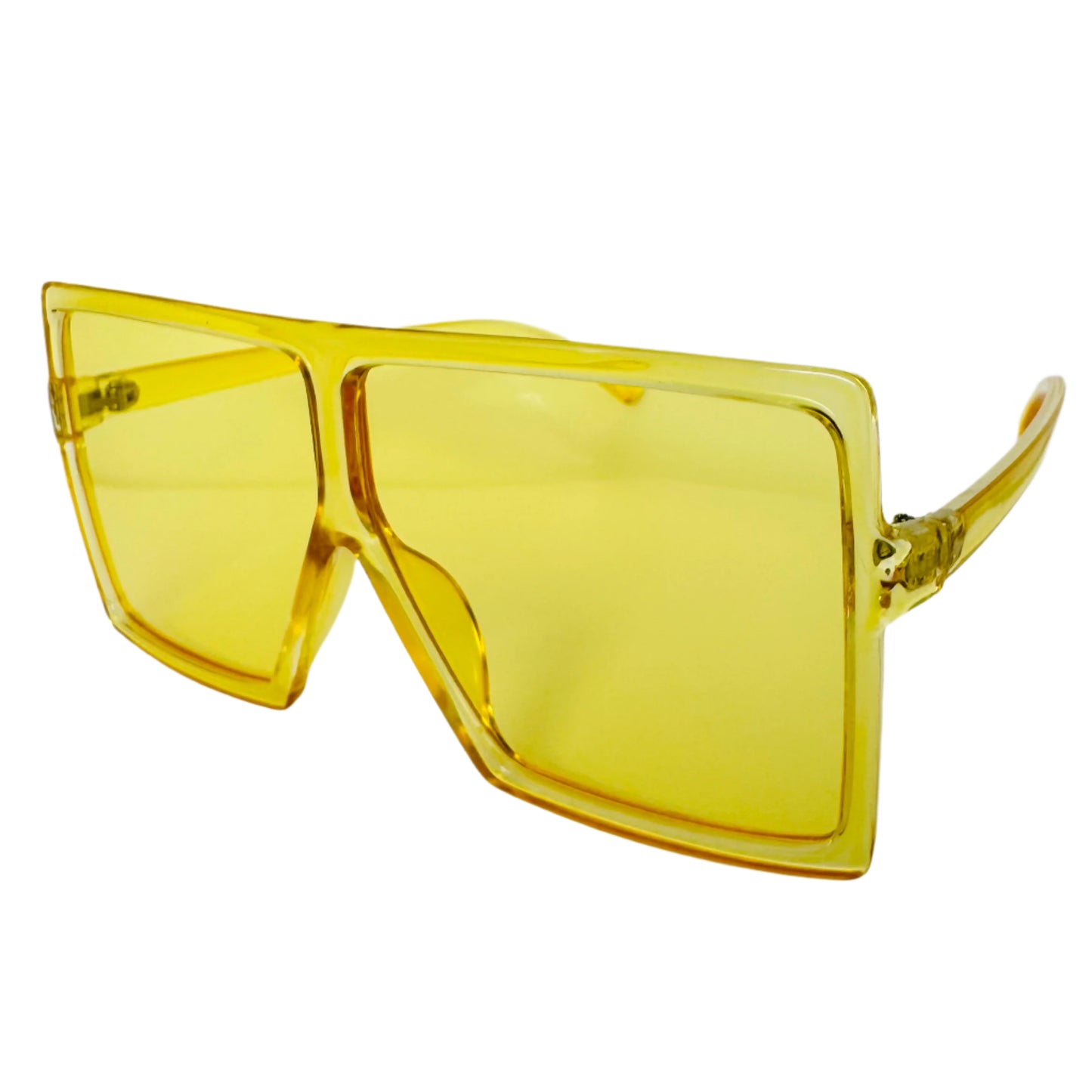 Yellow Large Square Sunglasses with Transparent Frame