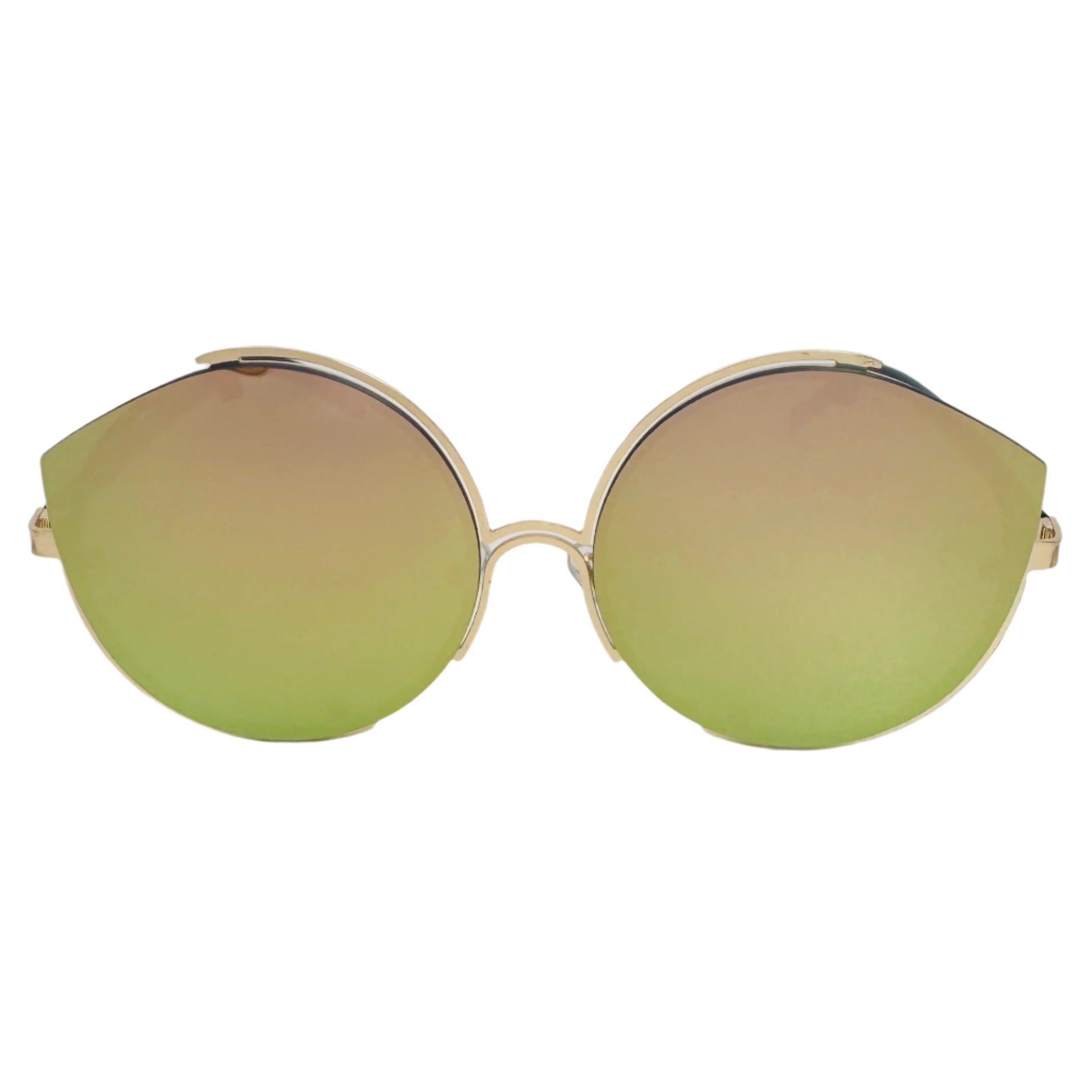 Rose Gold Mirror Rimless Luxe Circle Sunglasses