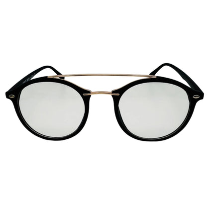 Black/Gold Round Clear Lens Nerd Glasses - Non Prescription